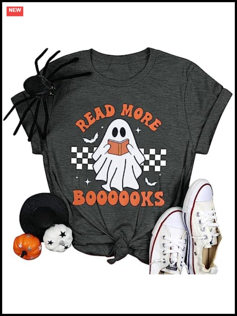 Halloween Teacher T-Shirt Read More Books Ghost Graphic Tee